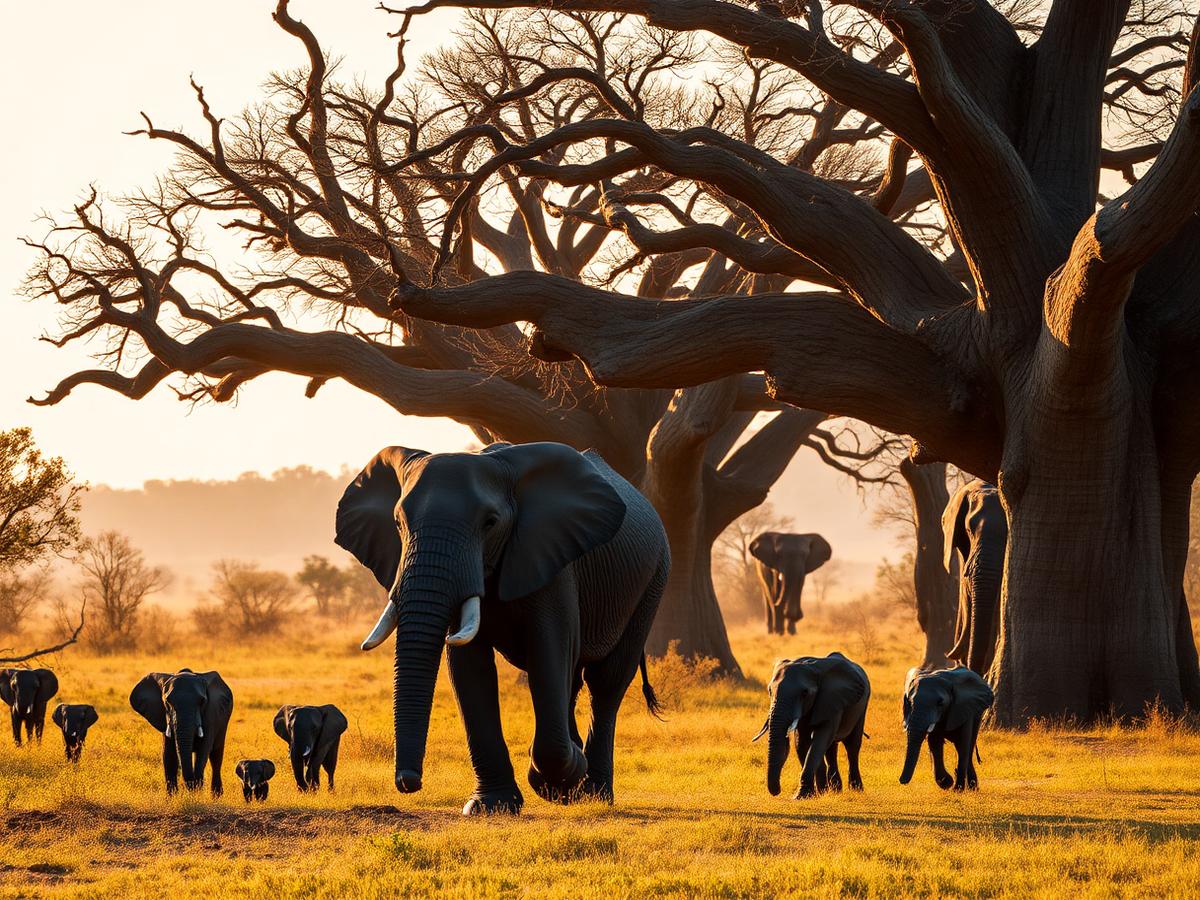 Large elephant herd in Tarangire National Park
